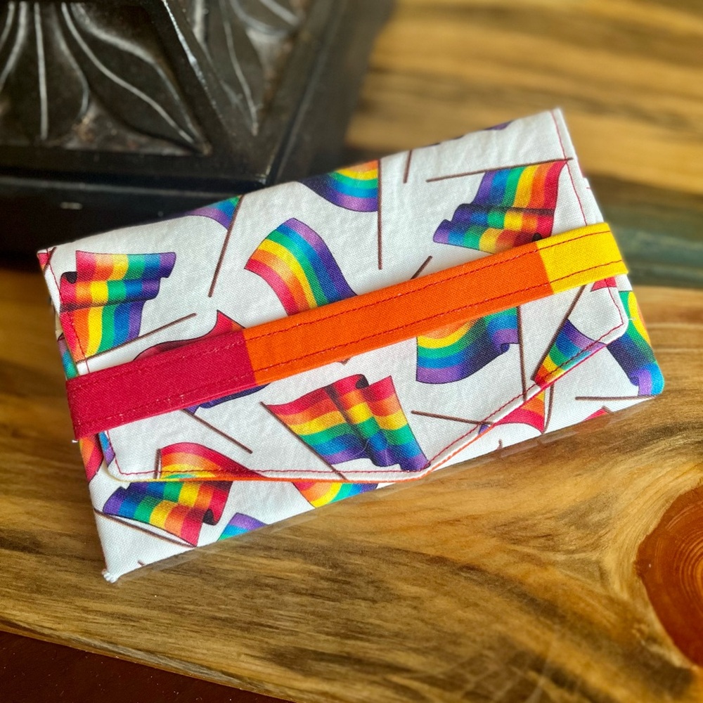 Cash Envelope/Receipt holder Fabric Handmade Wallet Rainbow PRIDE Flag Stripes
